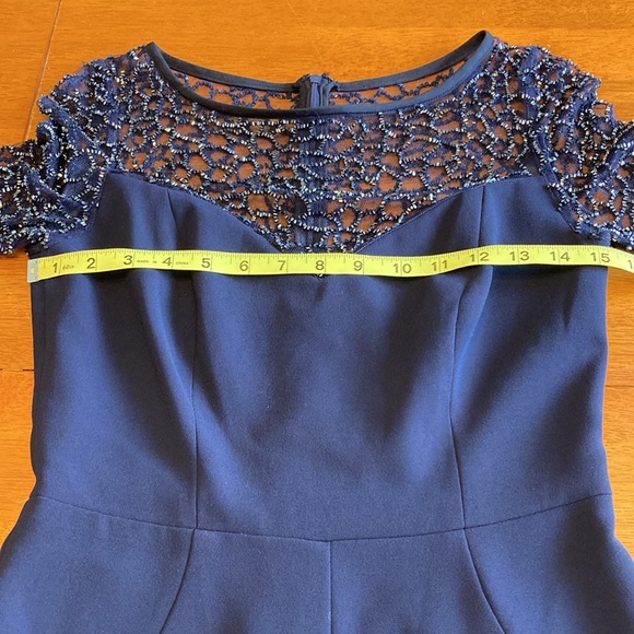 ML Monique Lhuillier Womens Size 2 Navy Blue Sequin Maxi Formal Ball Gown Dress - Picture 10 of 15